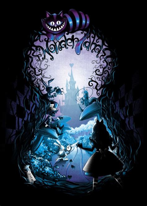 Alice in wonderland fanart cute. Displate Poster Inside a Dream wonderland #cat #rabbit # ...