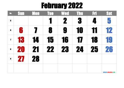 Printable Calendar February 2022 Free Premium