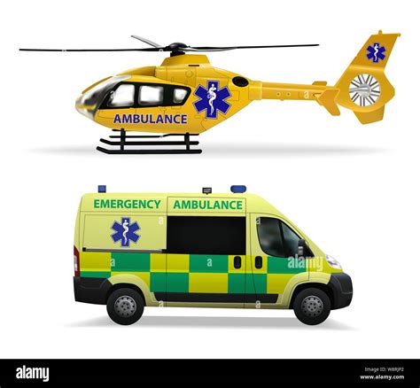 Emergency Medical Transport Helicopter Air Ambulance And Ambulance Car