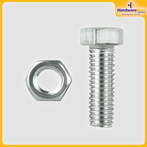 Stainless Steel Hex Head Bolt And Nut M04 X 12 40mm HardwareMart