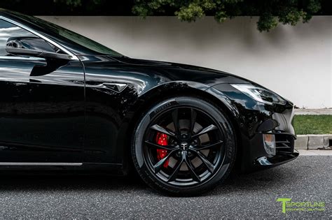 Black Tesla Model S With Matte Black 19 Tss Flow Forged Wheels By T S