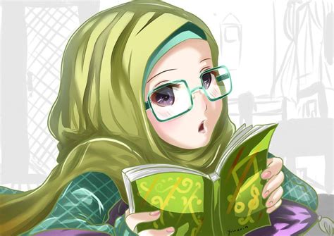 Gambar Wanita Muslimah Kartun Pakai Kacamata Wanitashion