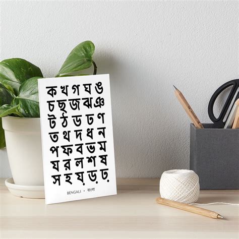 Bengali Alphabet Chart Bold Bangla Language Chart Art Board Print By