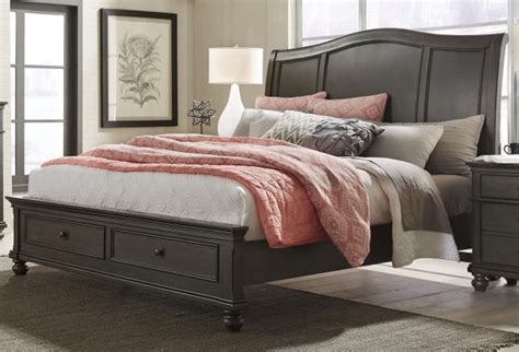 Aspenhome Oxford Queen Sleigh Storage Bed In Peppercorn Est Ship Time
