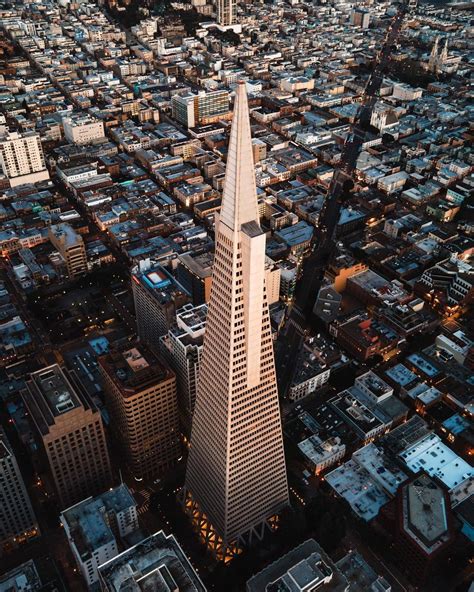 Aerial View Of Transamerica Pyramid The Former Tallest Building In The