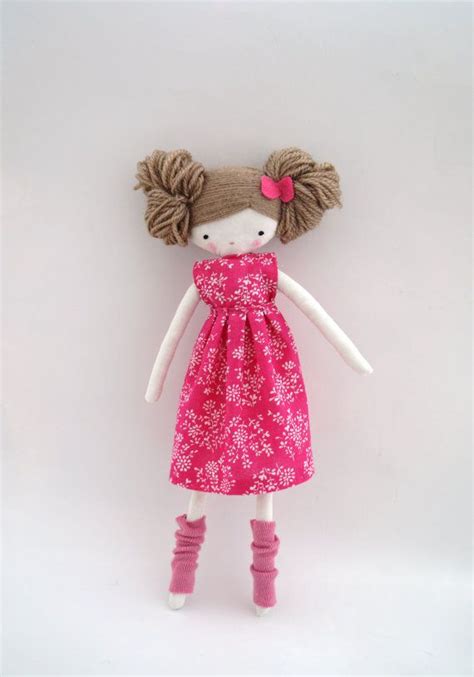 Handmade Rag Doll Maria Ooak Cloth Art Rag Doll Flowers Etsy Rag