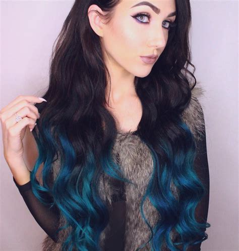 Long Dark Hair And Blue Tips Love Eviant Hair Hacks Hair Tips Hair