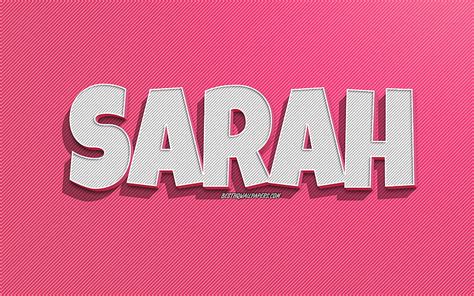 Sarah Pink Lines Background With Names Sarah Name Female Names