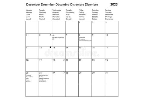 December 2023 Calendar Holidays Stock Illustrations 1241 December