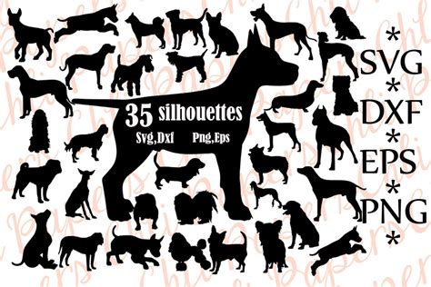 Dog Silhouette Svg Dog Clipart Dog Cut Filedogs Vector By