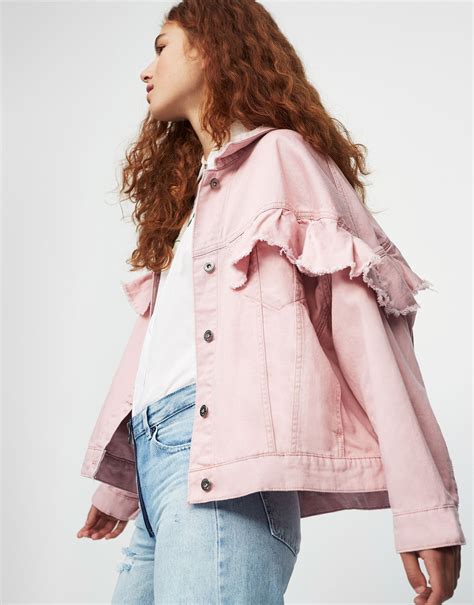 Oversized Ruffled Denim Jacket Denim Coats And Jackets Clothing