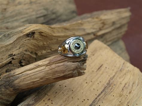 Stainless Steel Bullet Ring With Brass 45 Bullet Casing On Top Etsy