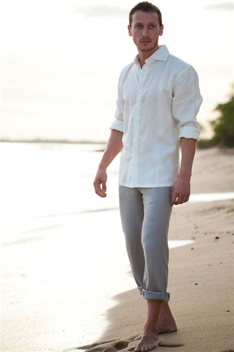 Pouches sunglasses wallets panama hats caps socks bags beach towel footwear belts. Linen Amalfi Shirt (LS) | Beach wedding men outfit, Beach ...