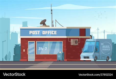 Post Office Building Exterior Cartoon Royalty Free Vector