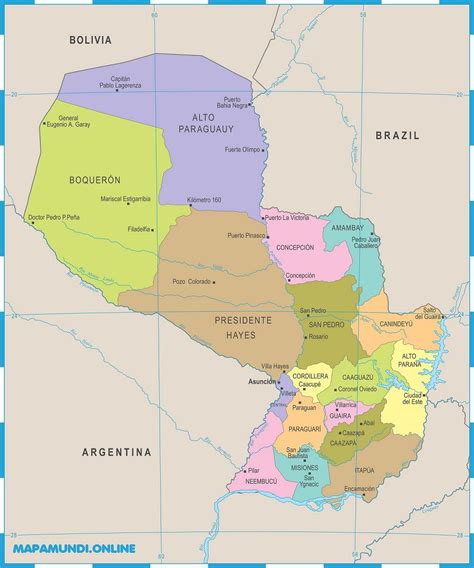 Paraguay y bolivia se miden en el estadio olímpico pedro ludovico teixeira de goiás para cerrar el paraguay vs bolivia: Mapa de Paraguay 🥇 Político & Físico Grande Para Imprimir 2020