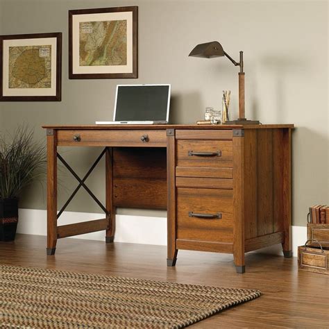 Carson Forge Desk Washington Cherry The Brick Desk With File Drawer