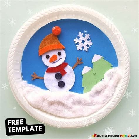 Paper Plate Snowman Easy Kids Winter Craft And Free Template A