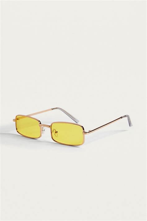 Uo Squashed Square Coloured Lens Sunglasses Urban Outfitters Uk