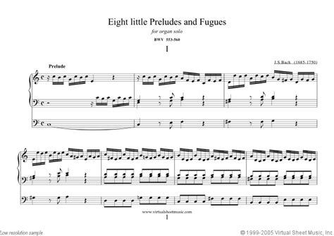 Bach Eight Little Preludes And Fugues Sheet Music For Organ Solo