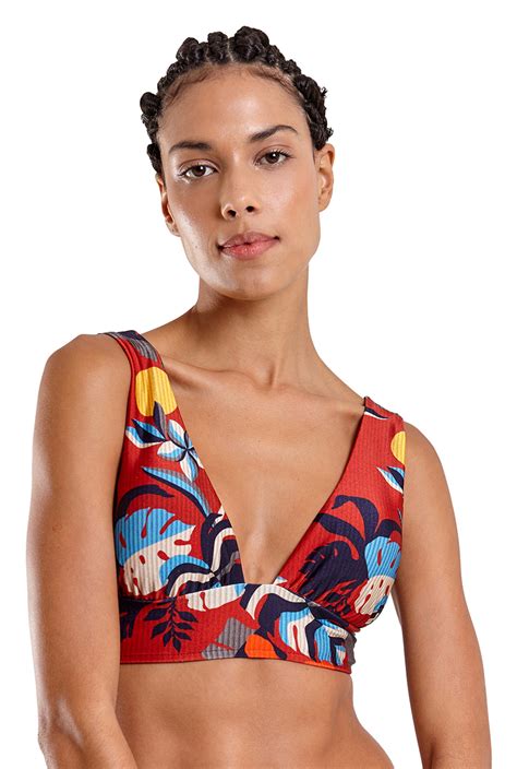Bikini Tops Red Bralette Top In Floral Print Top Sum Havana