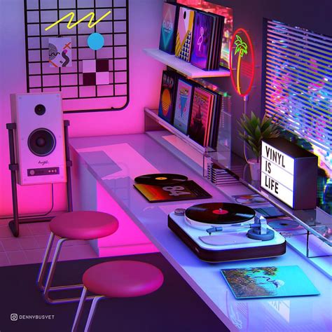 Apartment Neon Room Retro Bedrooms Retro Room