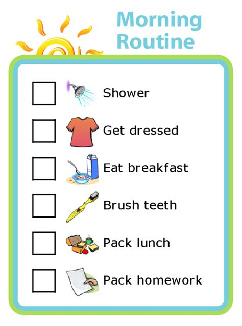 Morning Routine Picture Checklist