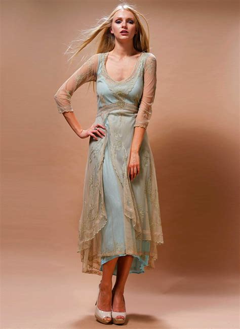 Downton Abbey Tea Party Dress In Sageturquoise By Nataya Vintage