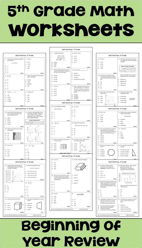 These 5th Grade Math Worksheets Are Fun For Students And Great For