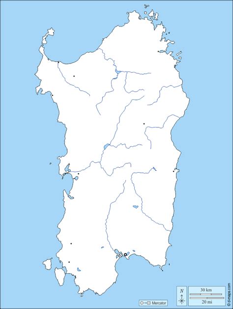 Cartina Fiumi Sardegna