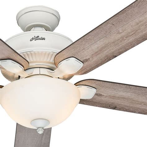 Hunter 52 Cottage White Outdoor Ceiling Fan With Grey Pine Blades
