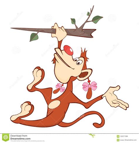Illustration Of A Cheerful Monkey Cartoon Character Stock Vector