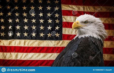 American Bald Eagle With Flag Stock Image Image Of Independence