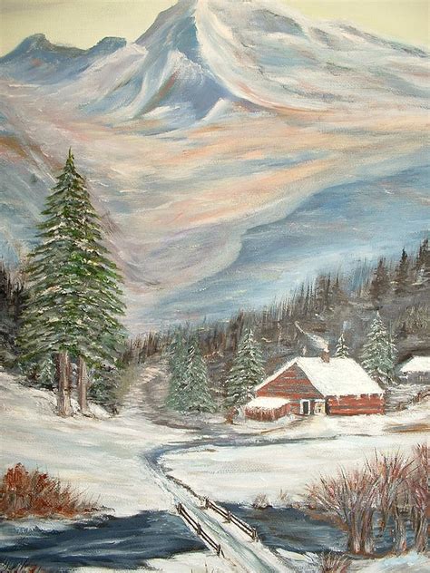Mountain Cabin Painting By Kenneth Lepoidevin
