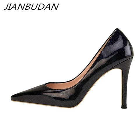 Jianbudan Sexy Womens Professional High Heels High Quality Pu Leather Banquet Pumps 10cm High