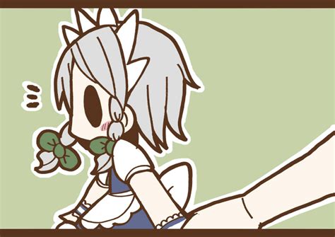 safebooru adomi blush braid comic holding hands izayoi sakuya looking back maid