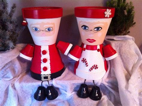 Santa And Mrs Clause Pot People Couple Shipping Included Christmas