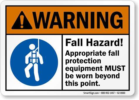 Fall Hazard Wear Protection Sign Safety Harness Symbol Sku S2