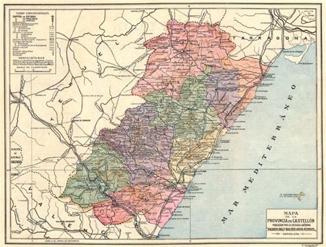 Spain Mapa De La Provincia De Castellon 1913 Old Antique Plan Chart