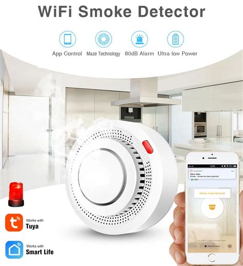 Tuya Wifi Smoke Temperature Detector Sensorfire Protection Smokehouse