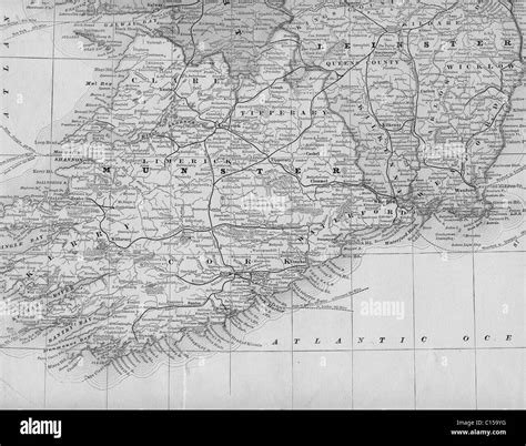 Old Map Of Southern Ireland From Original Geography Textbook 1884