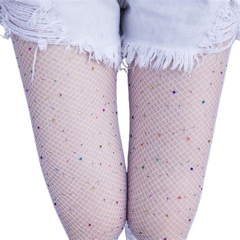 Mightlink Women S Hollow Out Rhinestone Pantyhose Sparkle Fishnets