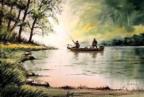 Fishing For Bass Greenbrier River Painting By Bill Holkham
