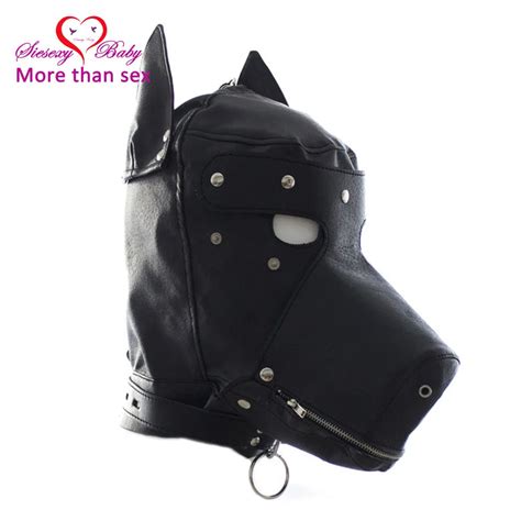 Faux Leather Dog Maska Sexy Latex Realistyczne Slave Bondage Kaptur