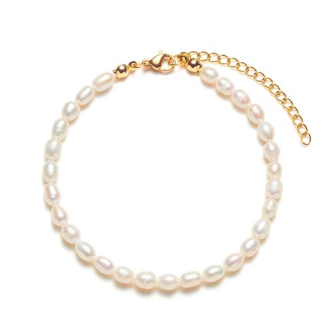 Natural Freshwater Pearl Anklet Gold Akua