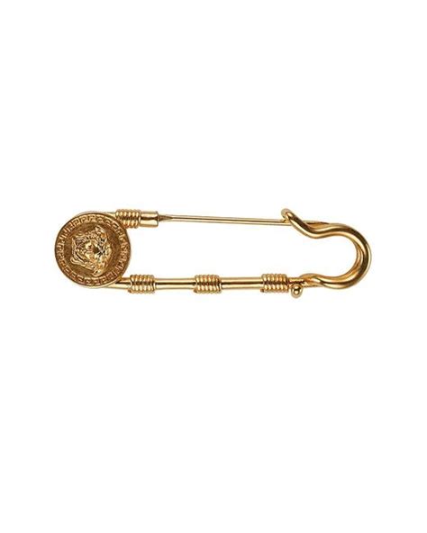 Versace Goldtone Medusa Safety Pin Brooch In Metallic Lyst