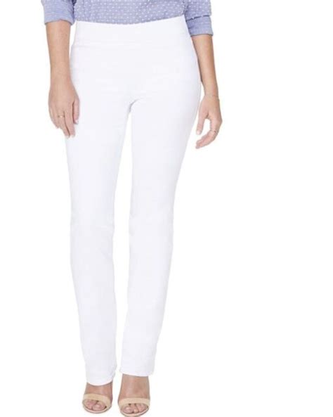 Ladies Jag High Rise Pull On Stretch Straight Leg White Jeans 4 X 33