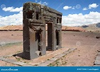 Gate of the Sun, Rear View. Tiwanaku Archaeological Site. Bolivia Stock ...