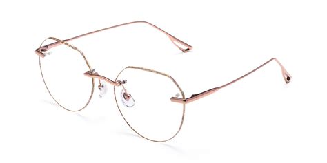 Rose Gold Gold Glitter Hipster Titanium Color Edged Rimless Eyeglasses Torres