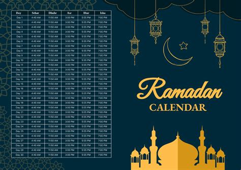 Ramadan Islamic Calendar Template Edit Online And Download Example