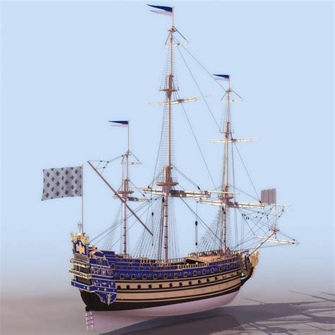 1670s Soleil Royal French Warship 3d Model 3ds Files Free Download